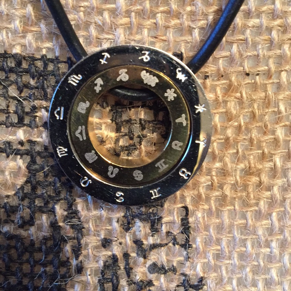 New Stainless Steel & Leather Astrology Necklace